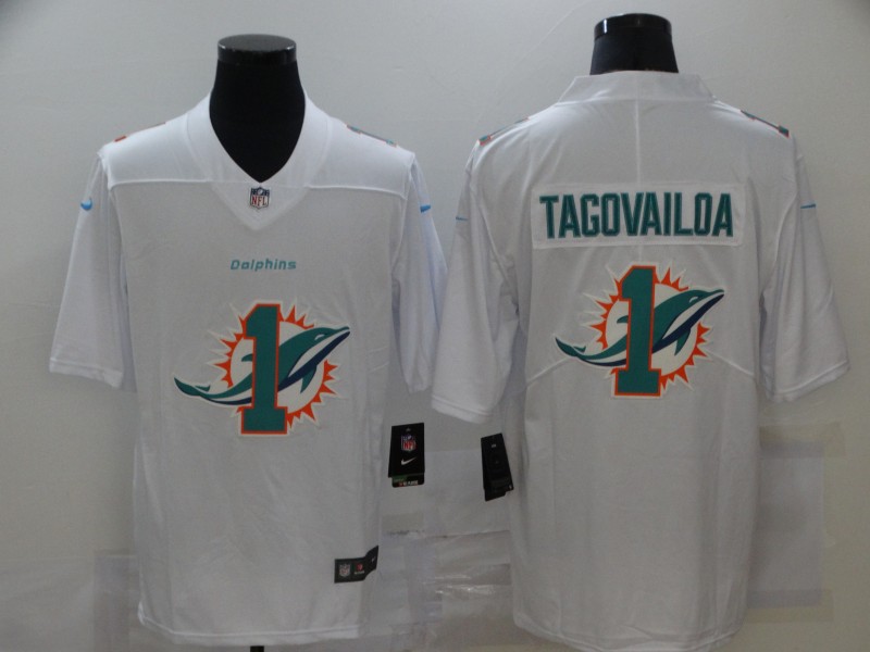Men's Miami Dolphins Tua Tagovailoa #1 White Jersey